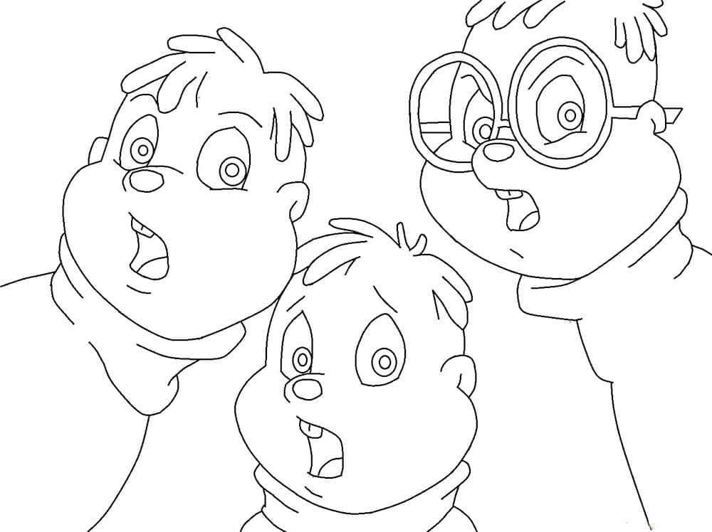 Joli coloriage Alvin et les Chipmunks #203411 de la collection Dessins animés et séries animées, prêt à imprimer pour petits et grands