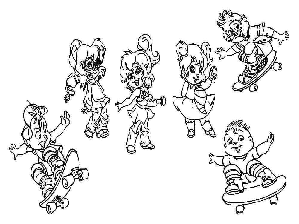Dessin à colorier Alvin et les Chipmunks #203414 issu de la collection Dessins animés et séries animées, prêt à imprimer
