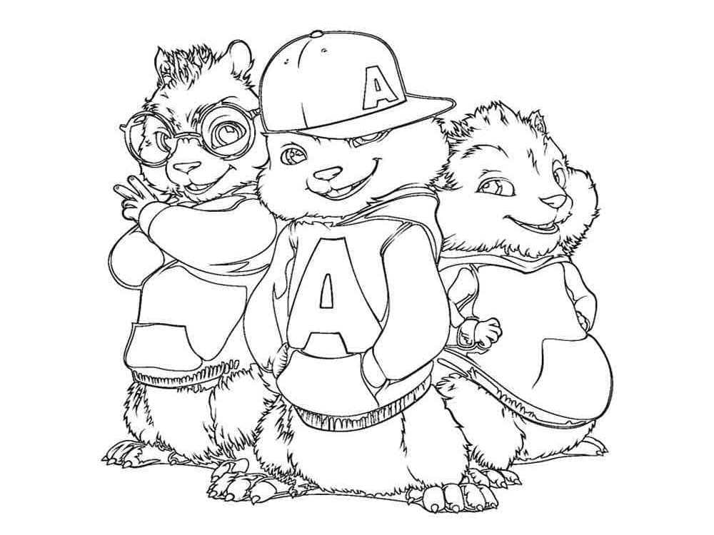 Illustration au trait Alvin et les Chipmunks #203429 de la collection Dessins animés et séries animées à colorier gratuitement
