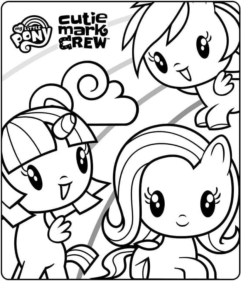 Coloriage Cutie Mark Crew poneys réunis ensemble