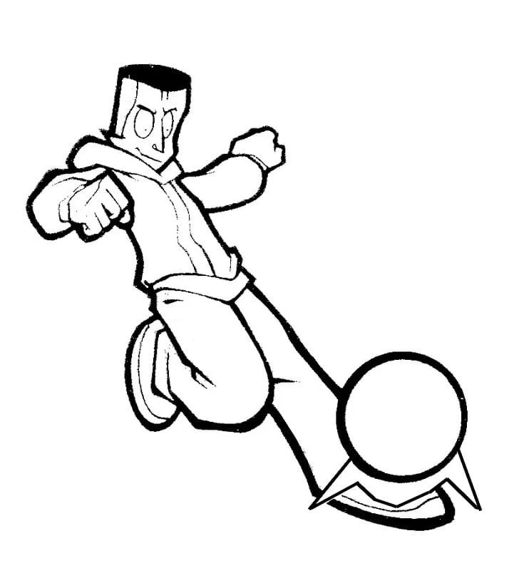 Coloriage Foot 2 Rue joueur frappant le ballon