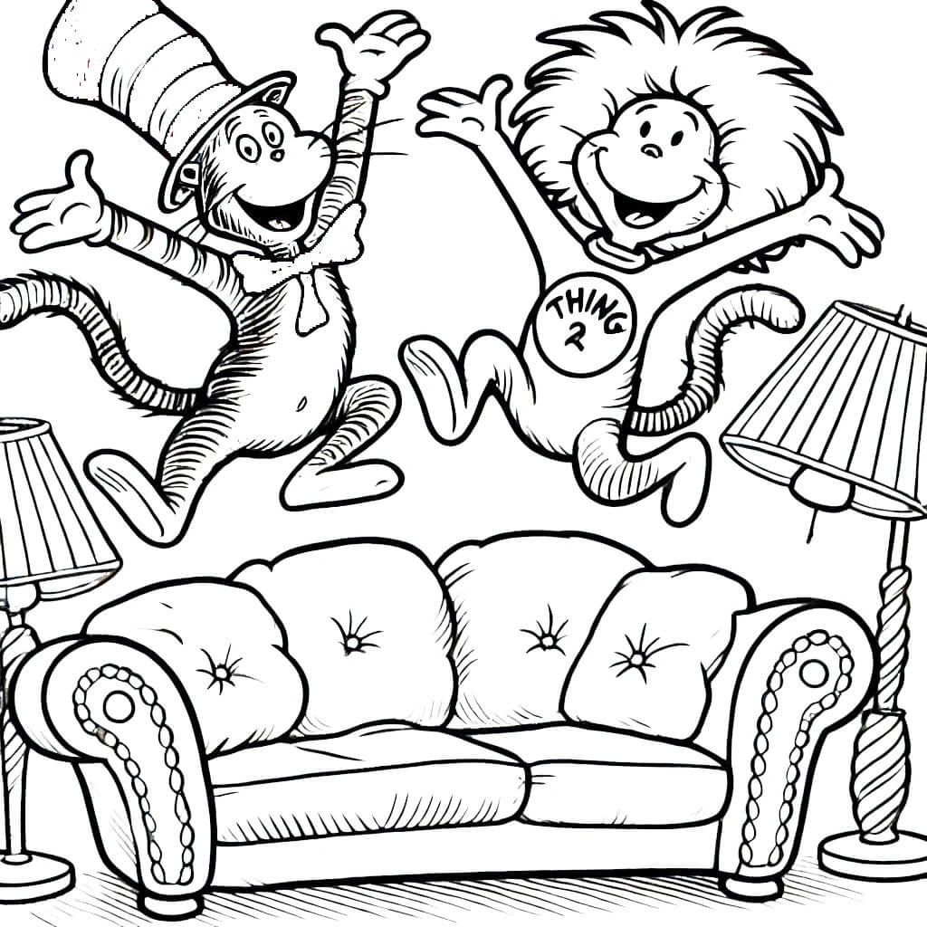 Coloriage gratuit Le Chat Chapeauté #220487 de la collection Dessins animés et séries animées à imprimer