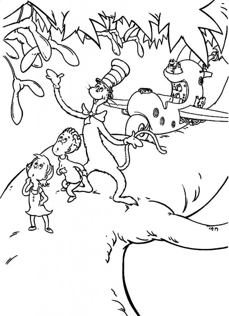 Dessin à colorier Le Chat Chapeauté #220518 issu de la collection Dessins animés et séries animées, prêt à imprimer