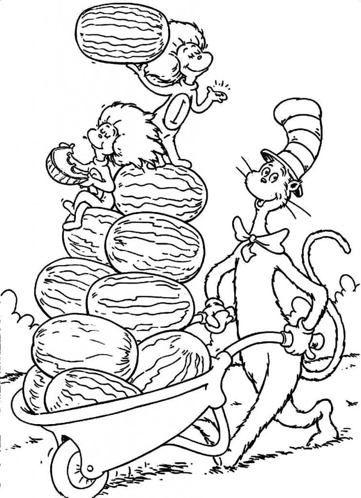 Coloriage gratuit Le Chat Chapeauté #220522 de la collection Dessins animés et séries animées à imprimer