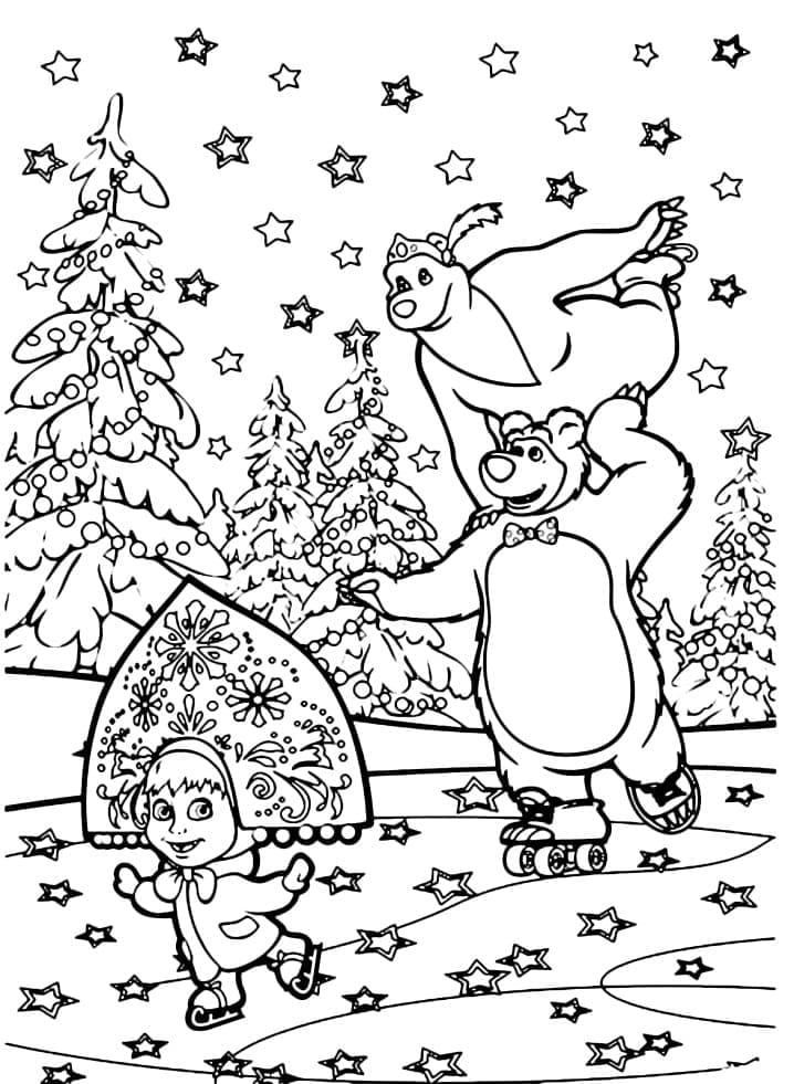 Coloriage gratuit Masha Et Michka #215909 de la collection Dessins animés et séries animées à imprimer