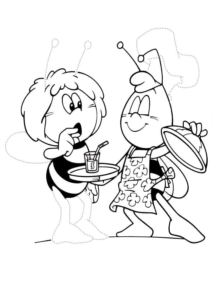 Illustration au trait Maya l'abeille #202557 de la collection Dessins animés et séries animées à colorier gratuitement