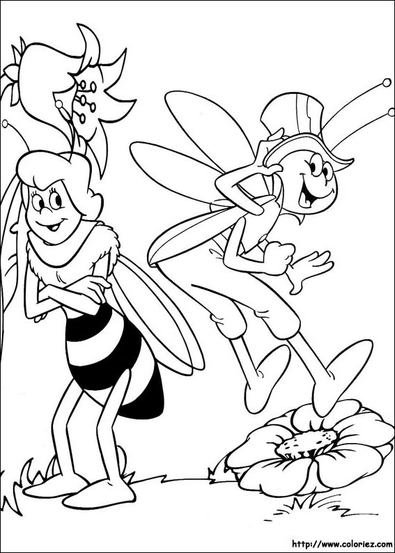 Coloriage gratuit pour enfants et adultes Maya l'abeille #28313, collection Dessins animés et séries animées
