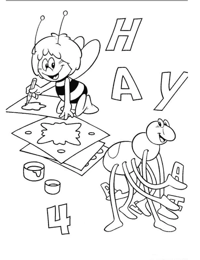 Coloriage gratuit pour enfants et adultes Maya l'abeille #28333, collection Dessins animés et séries animées