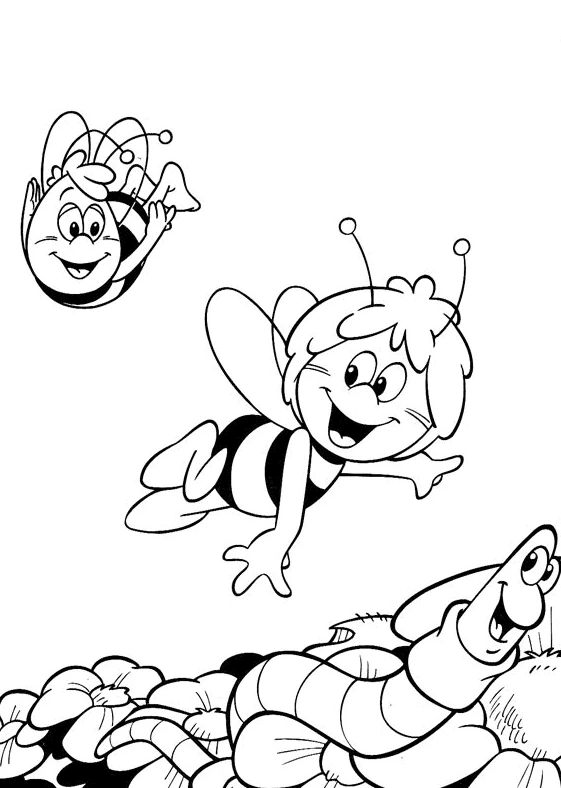 Coloriage gratuit Maya l'abeille #28353 de la collection Dessins animés et séries animées à imprimer