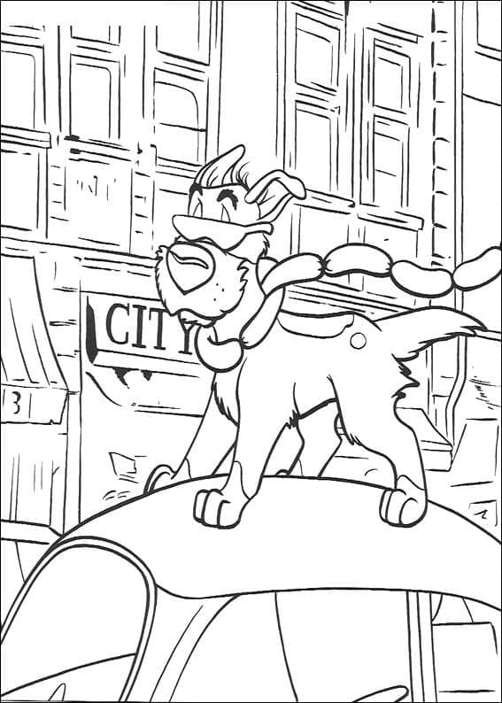 Joli coloriage Oliver et compagnie #214649 de la collection Dessins animés et séries animées, prêt à imprimer pour petits et grands