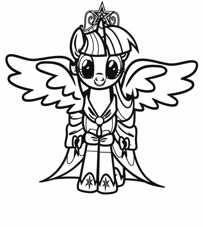 Coloriage Petit Poney princesse avec ailes et cape