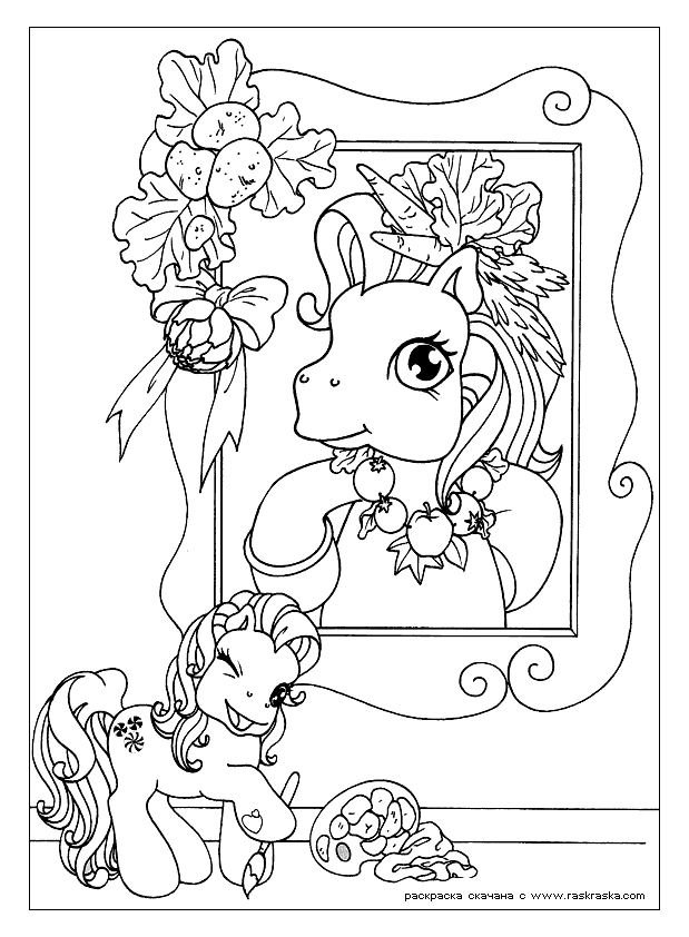 Coloriage Petit Poney #42128 à imprimer gratuitement, extrait de la collection Dessins animés et séries animées