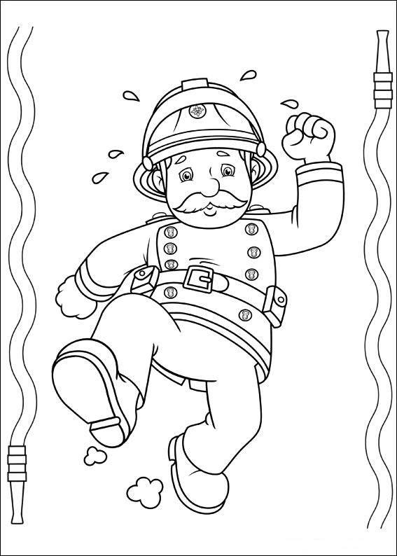 Coloriage Norris Steele courant avec des tuyaux de pompier
