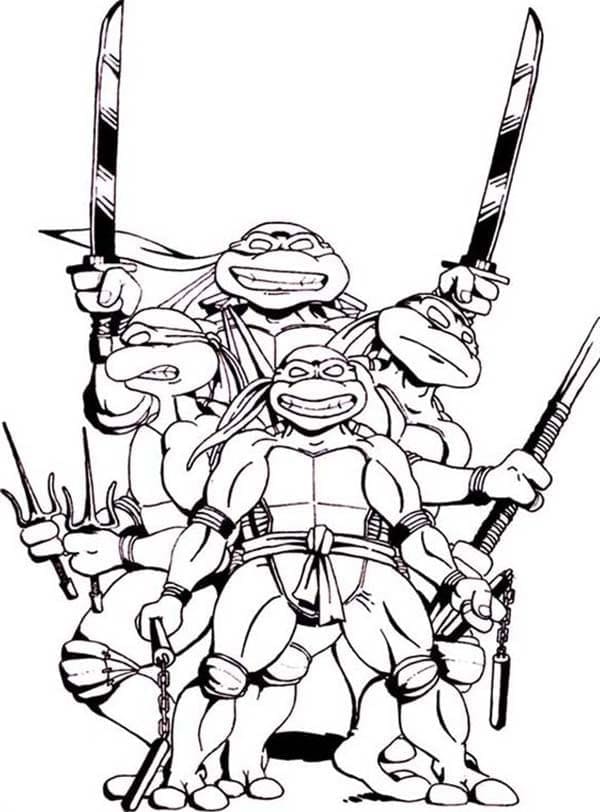 Illustration au trait Tortue Ninja #183796 de la collection Dessins animés et séries animées à colorier gratuitement