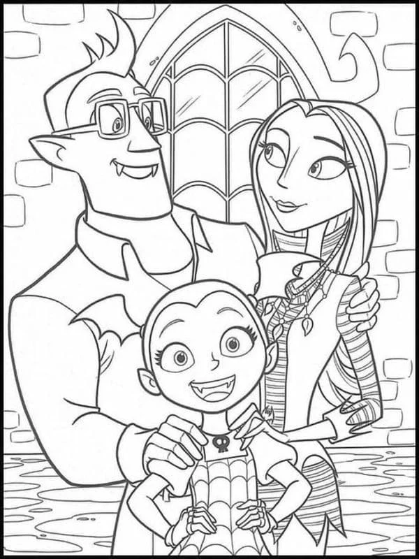 Coloriage Vampirina avec ses parents