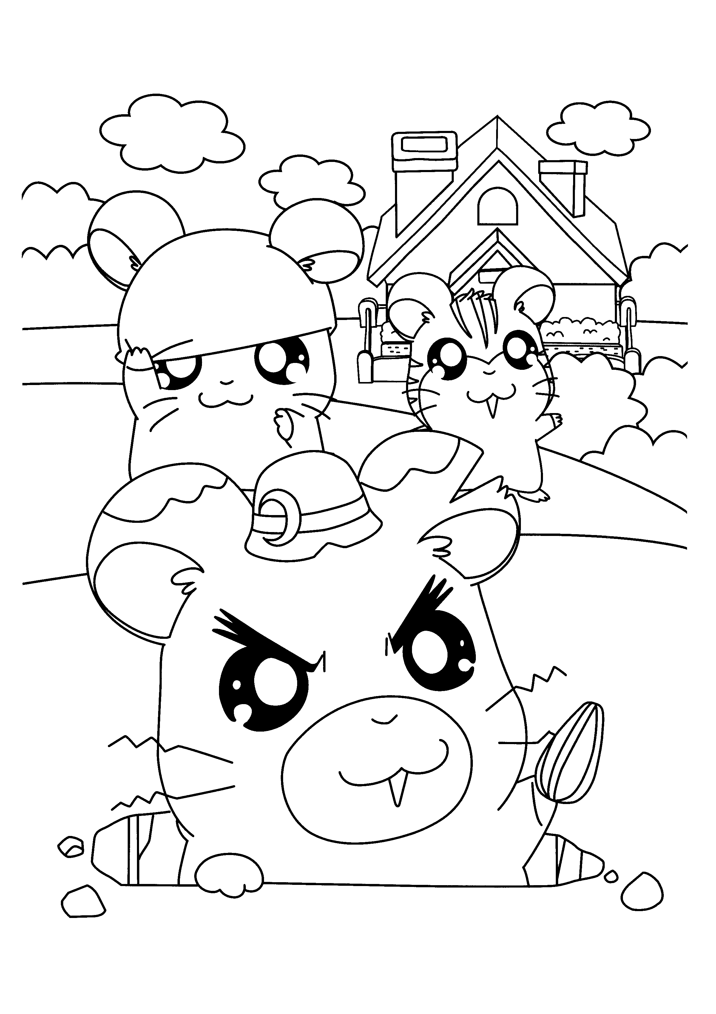 Dessin à colorier: Hamtaro (Dessins Animés) #40027 - Coloriages à Imprimer Gratuits