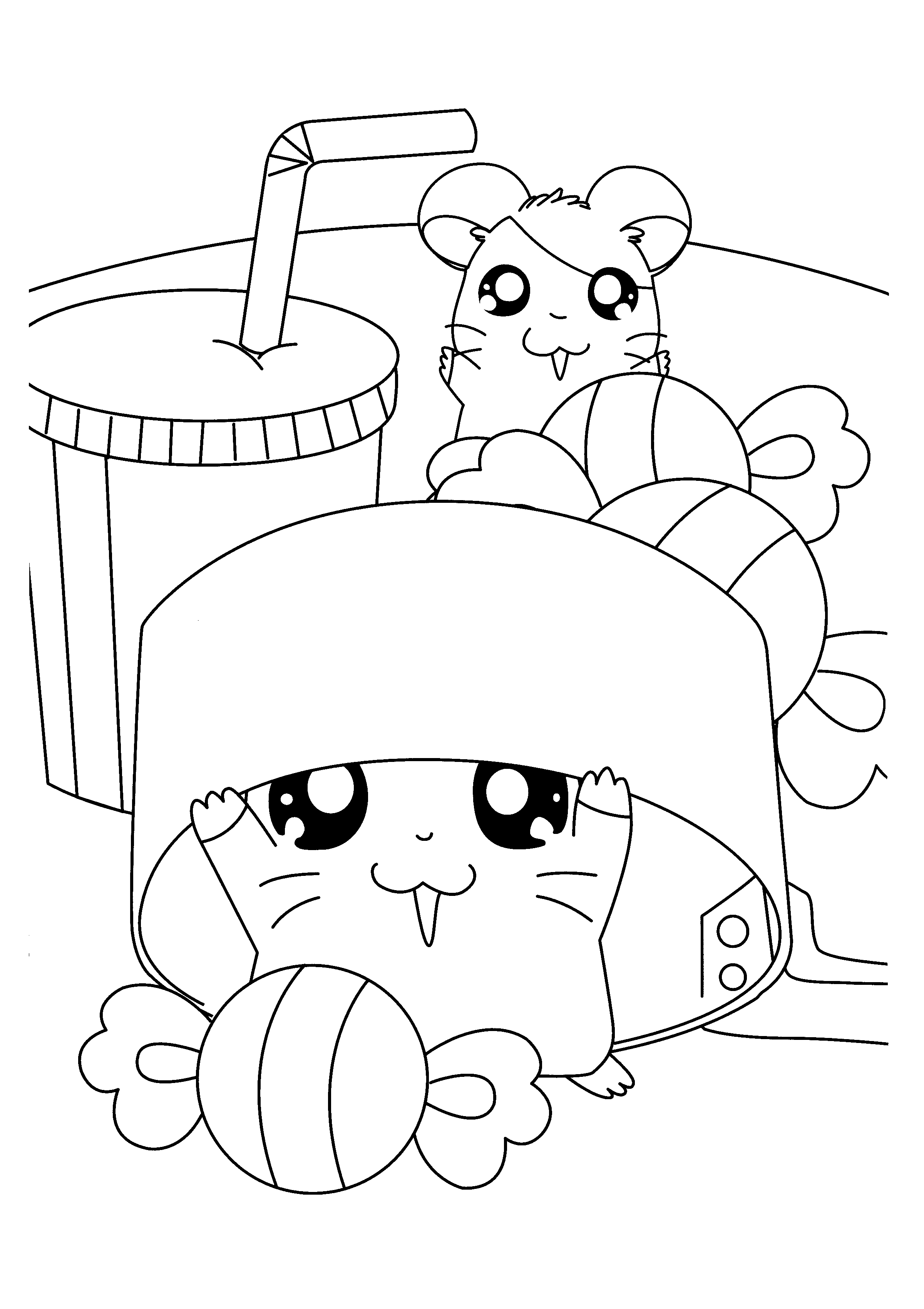 Dessin à colorier: Hamtaro (Dessins Animés) #40060 - Coloriages à Imprimer Gratuits