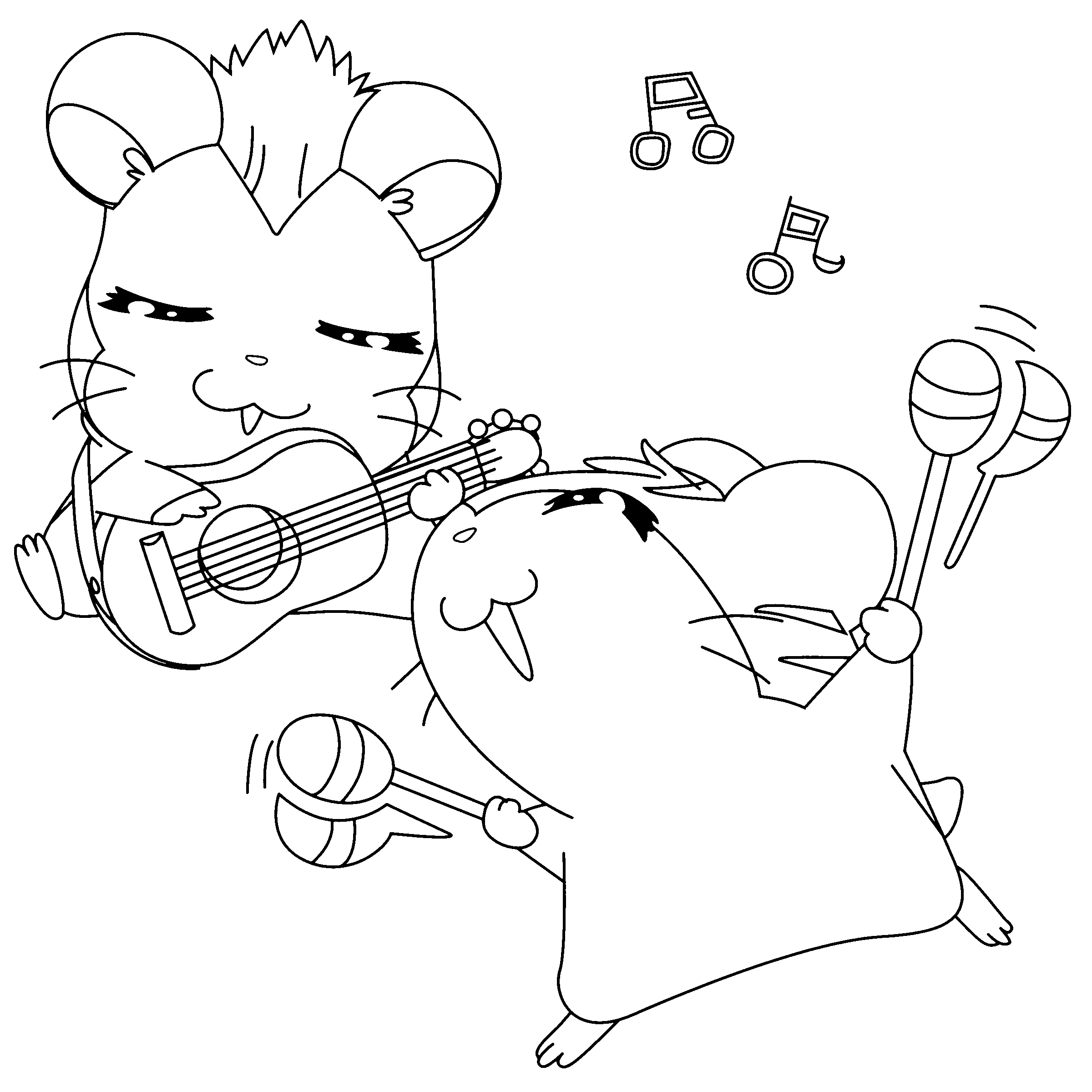 Dessin à colorier: Hamtaro (Dessins Animés) #40079 - Coloriages à Imprimer Gratuits