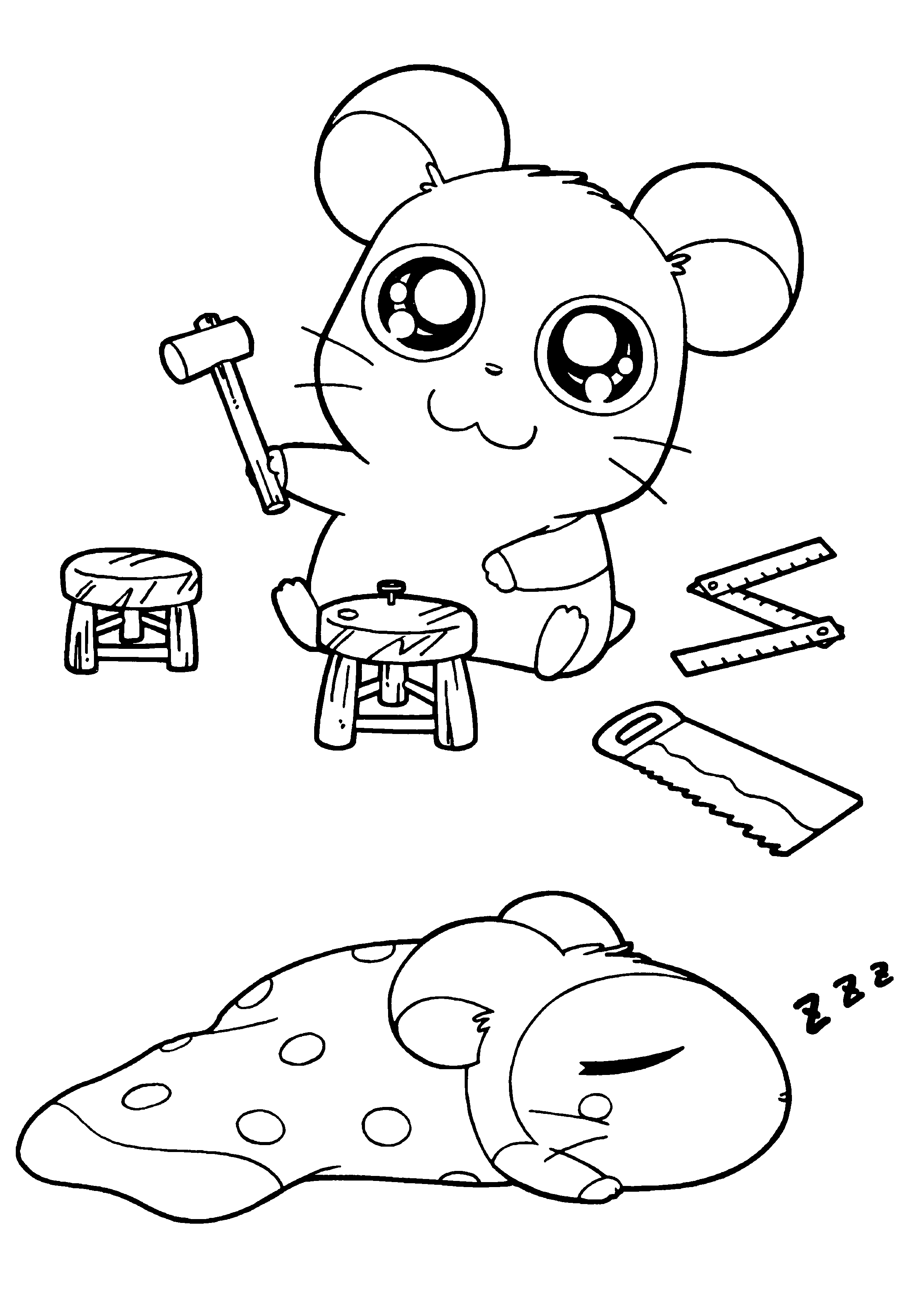 Dessin à colorier: Hamtaro (Dessins Animés) #40112 - Coloriages à Imprimer Gratuits