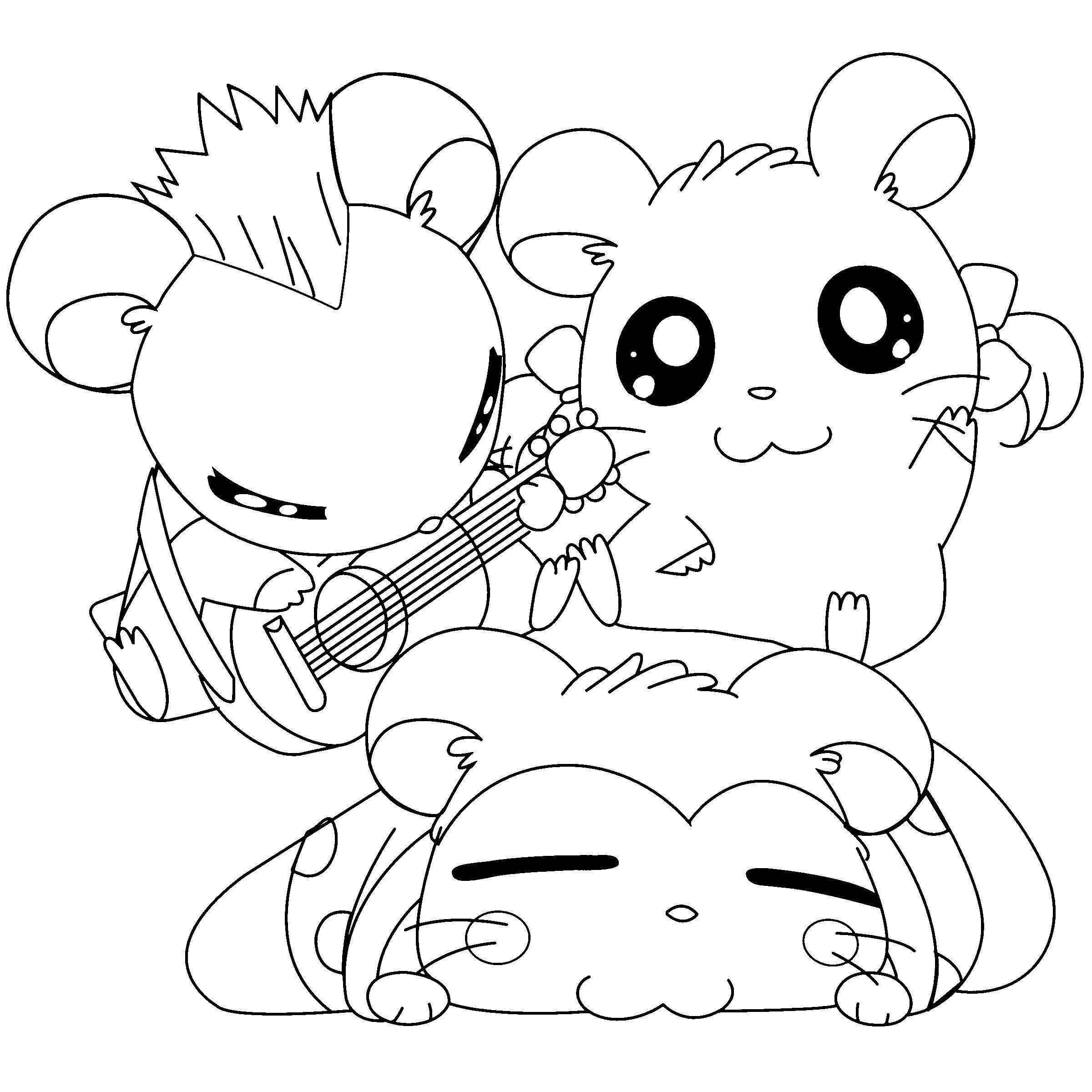 Dessin à colorier: Hamtaro (Dessins Animés) #40118 - Coloriages à Imprimer Gratuits