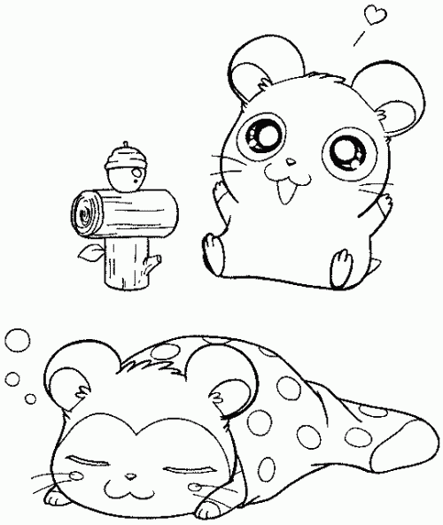 Dessin à colorier: Hamtaro (Dessins Animés) #40126 - Coloriages à Imprimer Gratuits