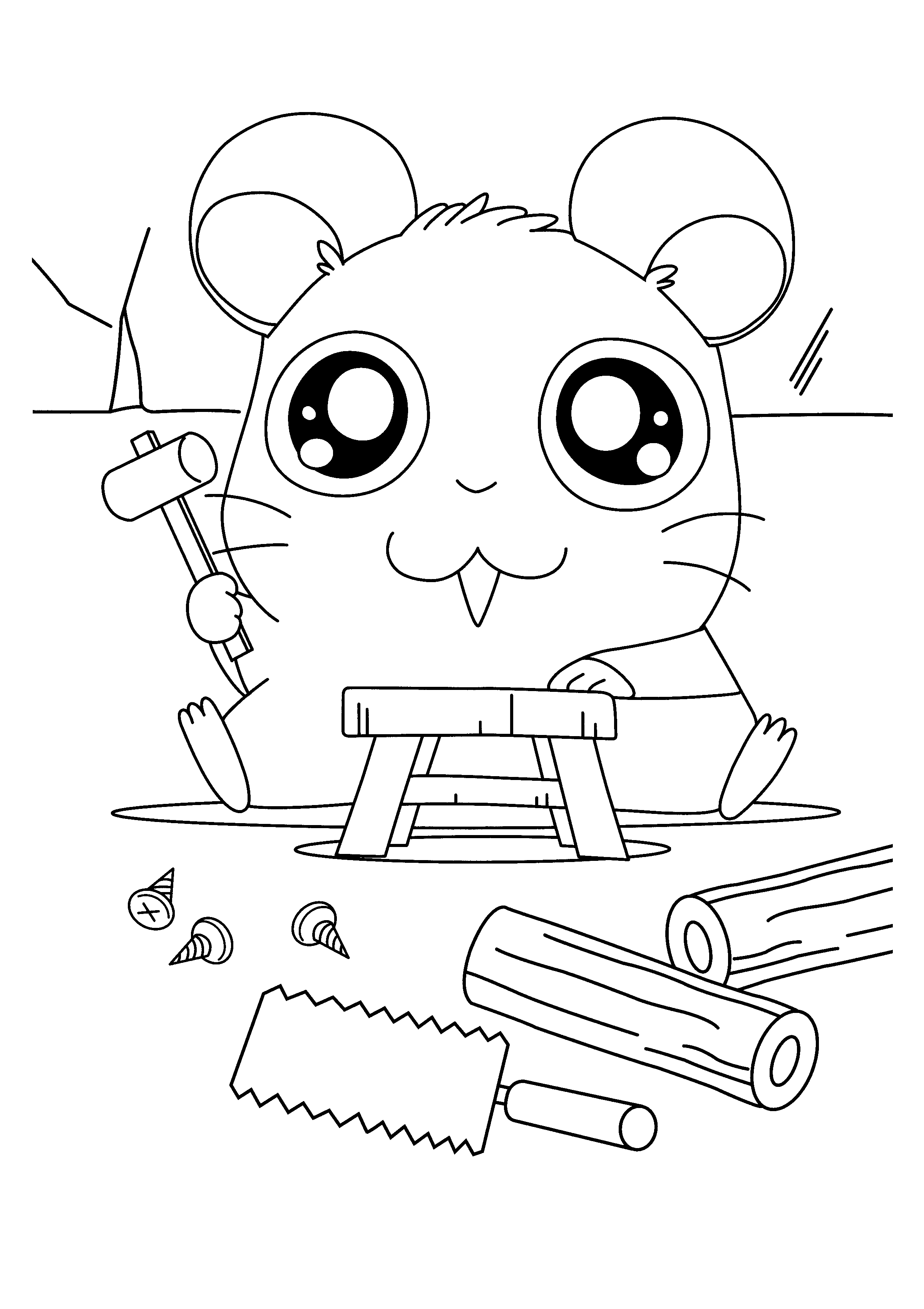 Dessin à colorier: Hamtaro (Dessins Animés) #40130 - Coloriages à Imprimer Gratuits