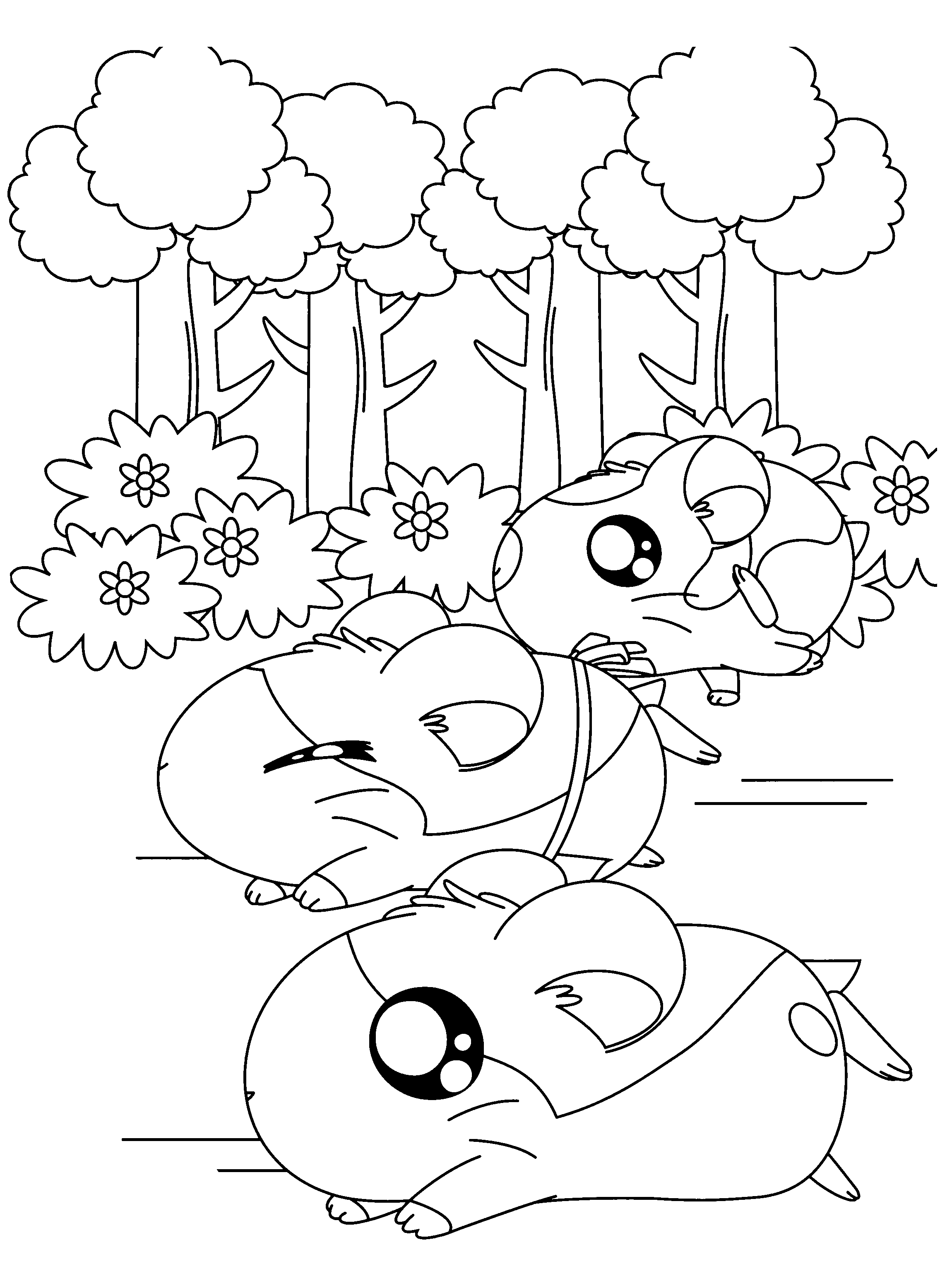 Dessin à colorier: Hamtaro (Dessins Animés) #40141 - Coloriages à Imprimer Gratuits