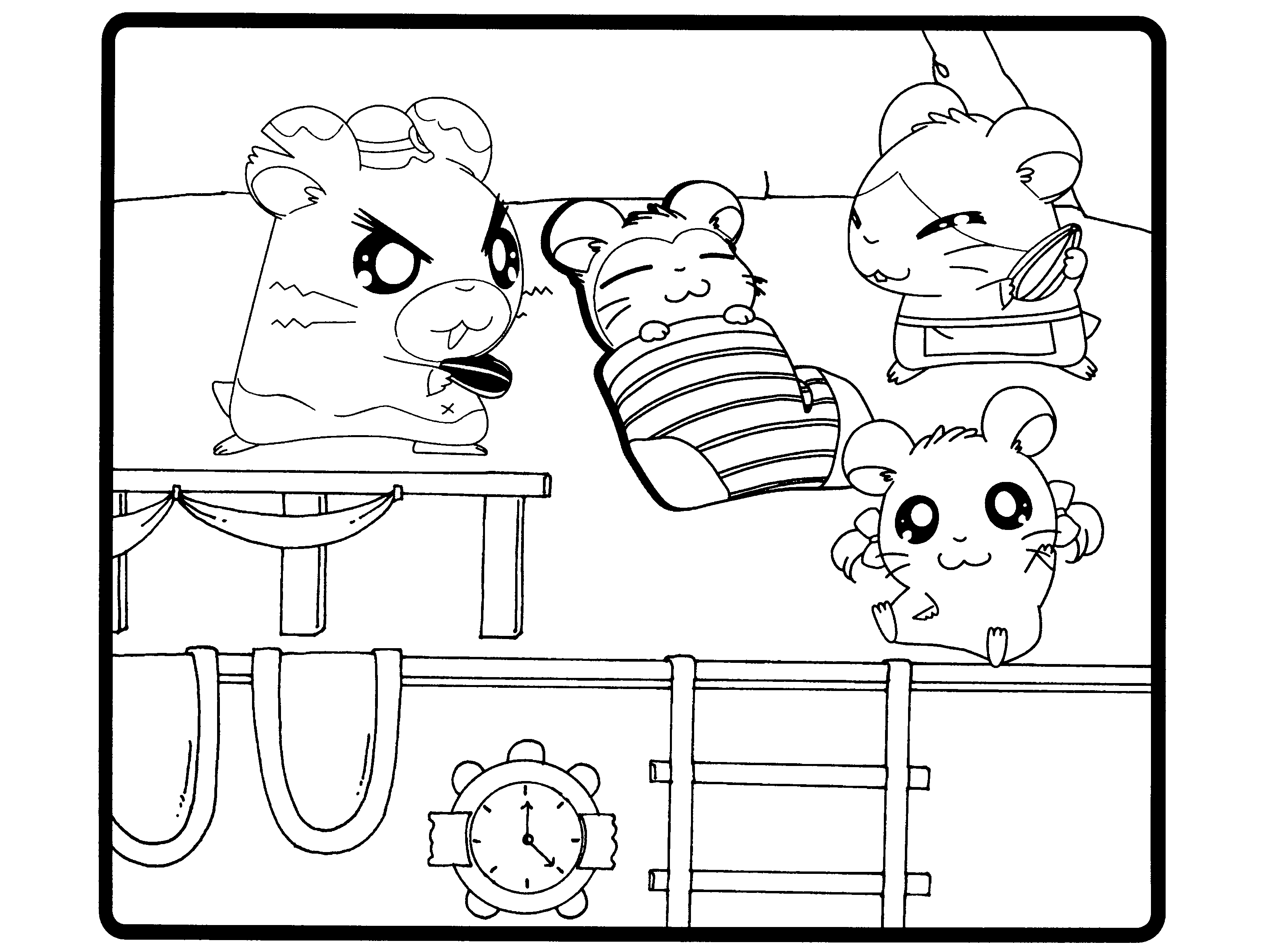 Dessin à colorier: Hamtaro (Dessins Animés) #40157 - Coloriages à Imprimer Gratuits