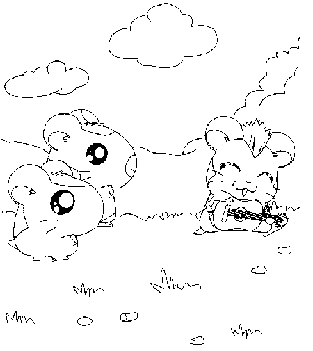 Dessin à colorier: Hamtaro (Dessins Animés) #40196 - Coloriages à Imprimer Gratuits