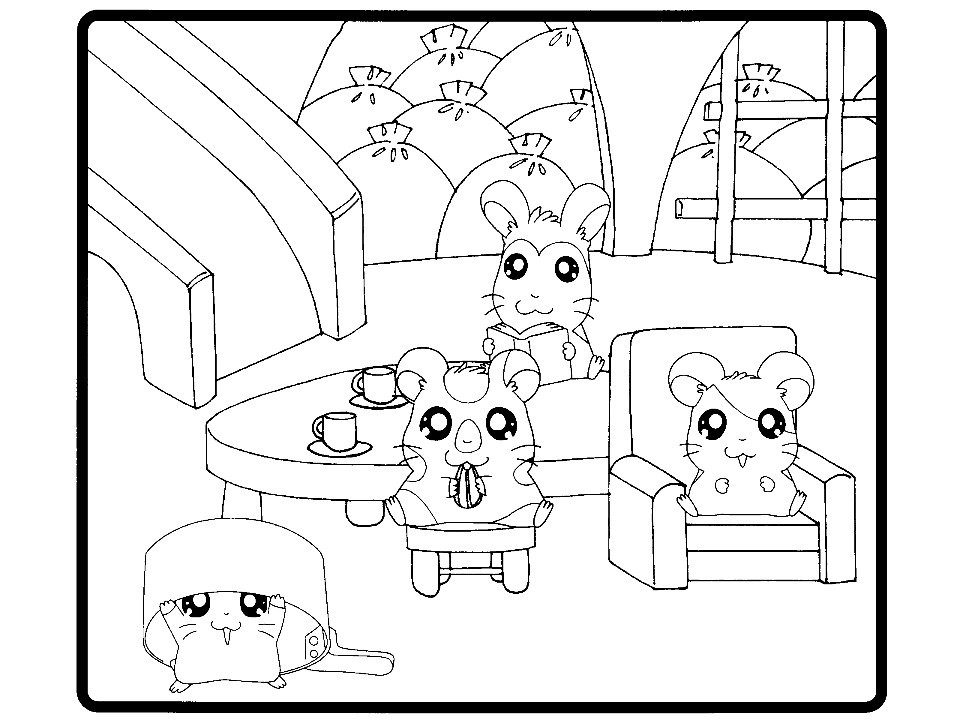 Dessin à colorier: Hamtaro (Dessins Animés) #40201 - Coloriages à Imprimer Gratuits