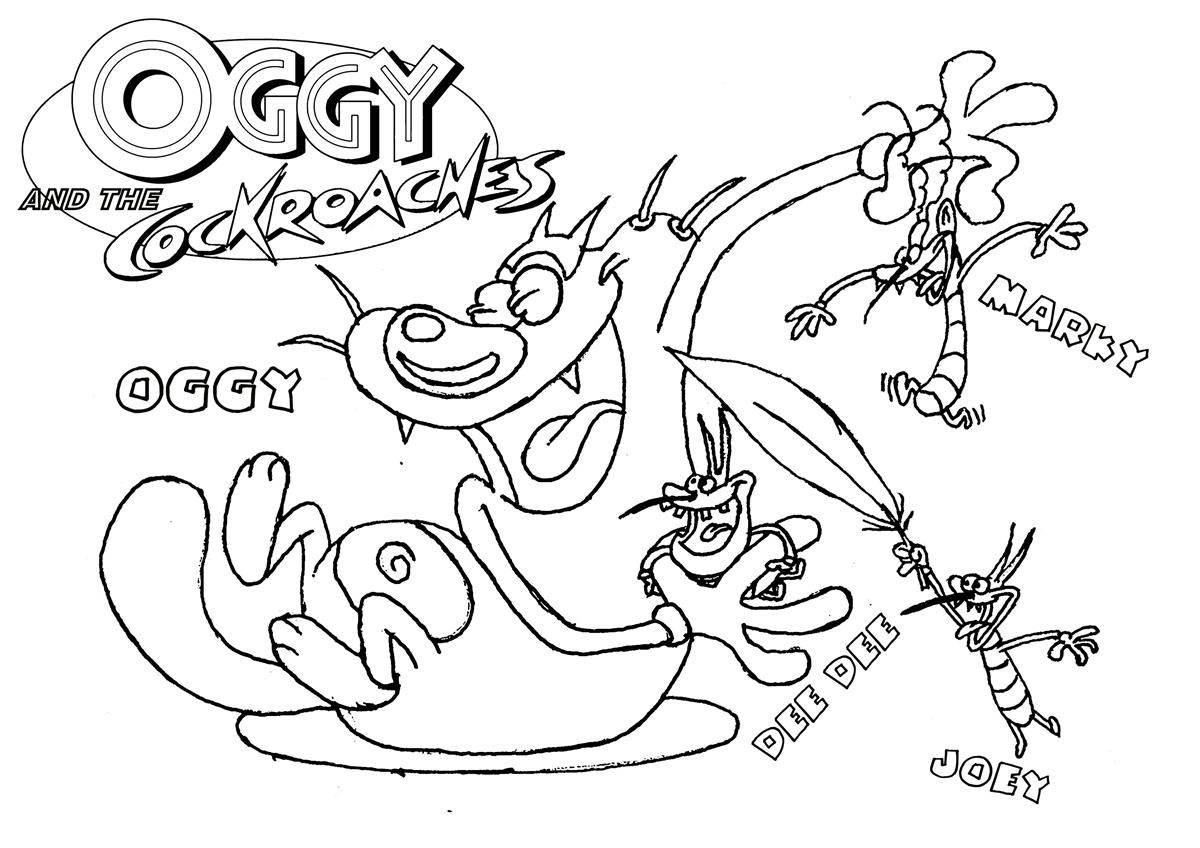 Dessin à colorier: Oggy et les Caffards (Dessins Animés) #37860 - Coloriages à Imprimer Gratuits