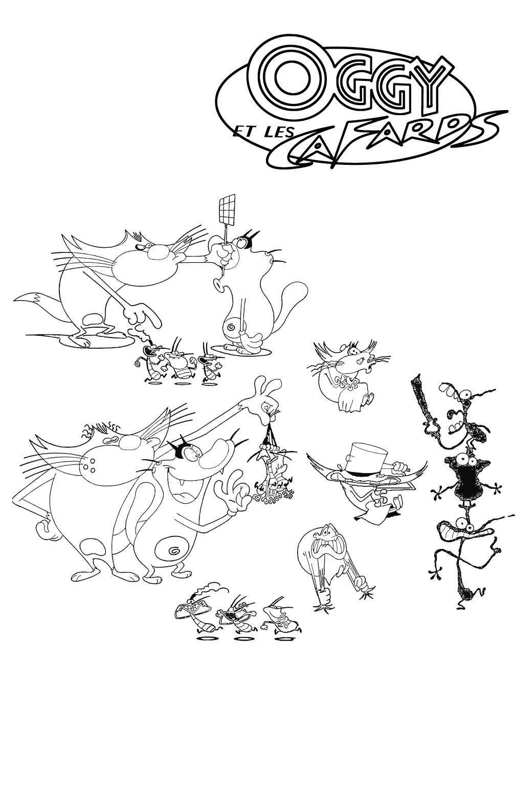 Dessin à colorier: Oggy et les Caffards (Dessins Animés) #37911 - Coloriages à Imprimer Gratuits