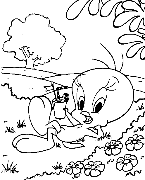 Dessin à colorier: Titi et Grosminet (Dessins Animés) #29228 - Coloriages à Imprimer Gratuits