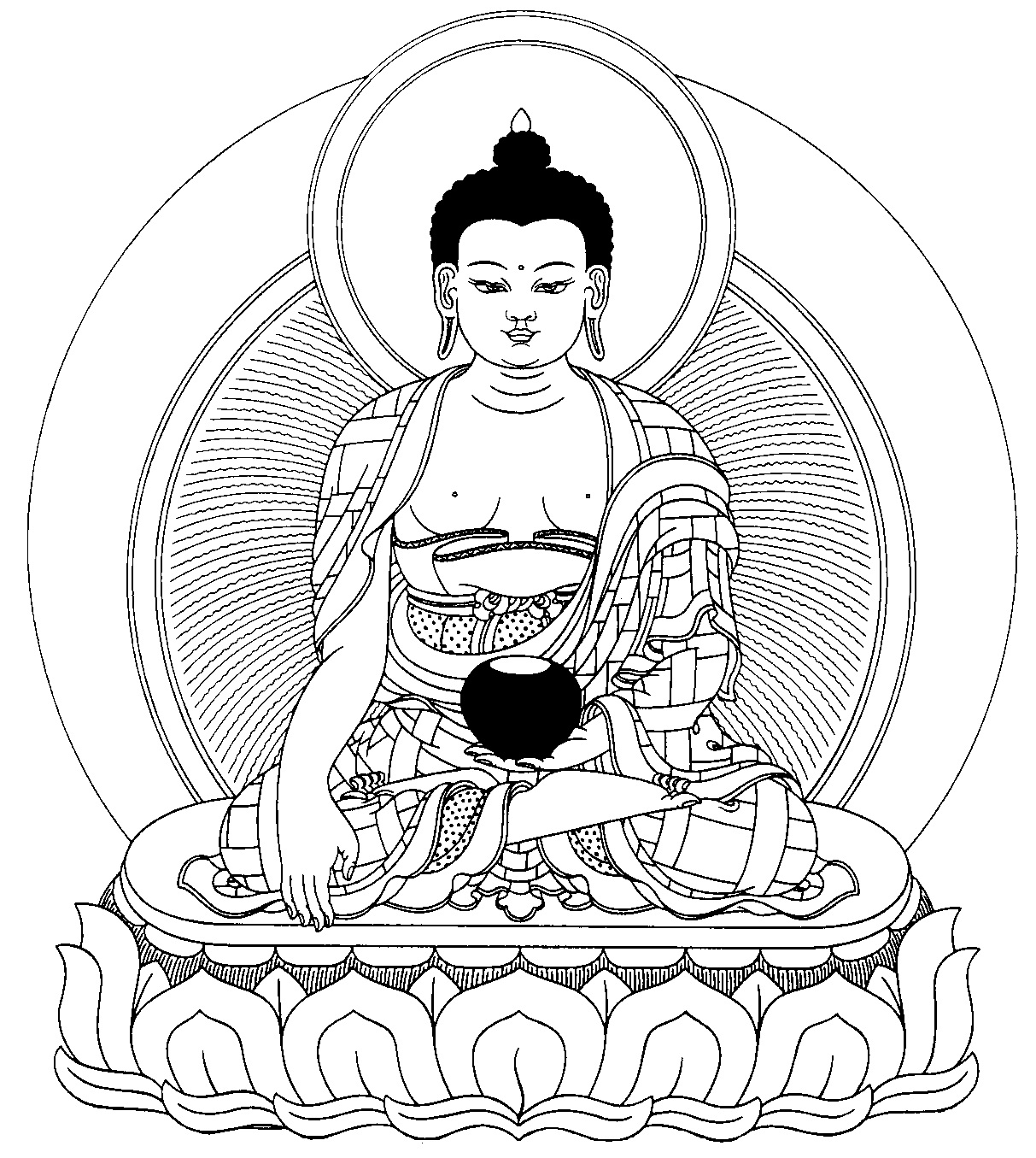 Dessin à colorier: Mythologie Hindou: Bouddha (Dieux et Déesses) #89512 - Coloriages à Imprimer Gratuits
