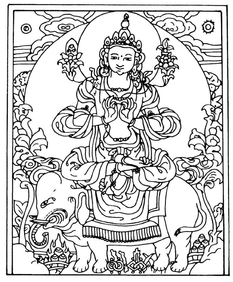 Dessin à colorier: Mythologie Hindou: Bouddha (Dieux et Déesses) #89516 - Coloriages à Imprimer Gratuits