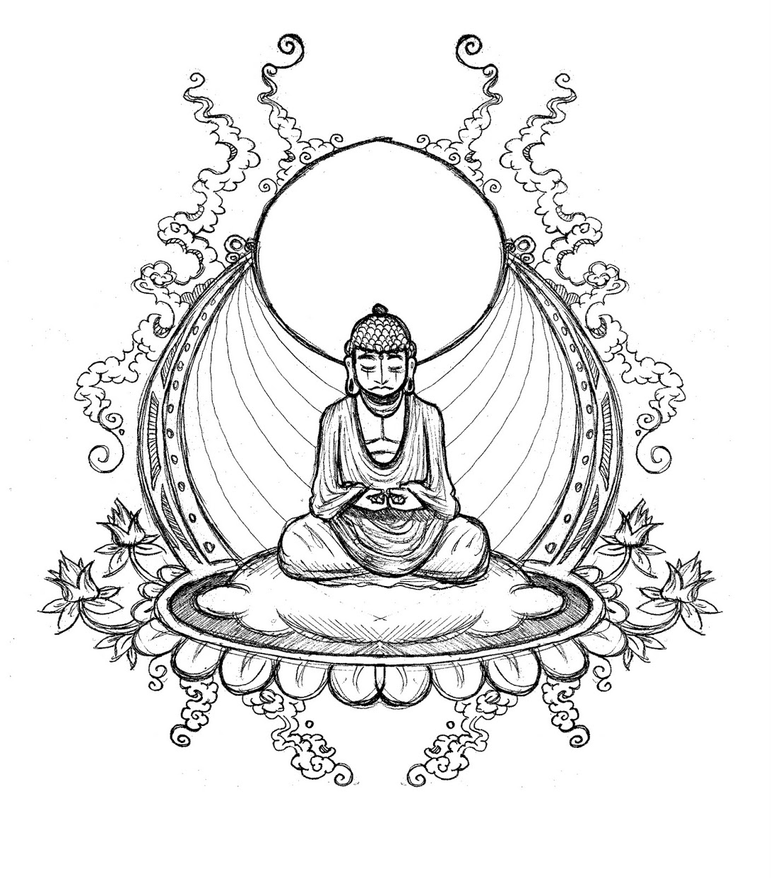 Dessin à colorier: Mythologie Hindou: Bouddha (Dieux et Déesses) #89537 - Coloriages à Imprimer Gratuits