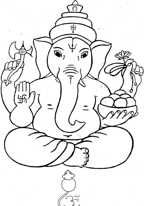 Dessin à colorier: Mythologie Hindou: Ganesh (Dieux et Déesses) #96850 - Coloriages à Imprimer Gratuits