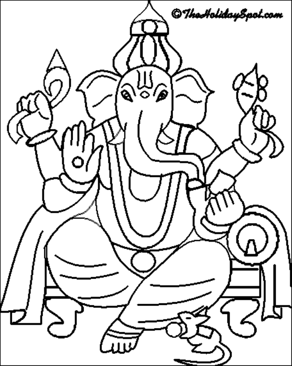 Dessin à colorier: Mythologie Hindou: Ganesh (Dieux et Déesses) #96851 - Coloriages à Imprimer Gratuits