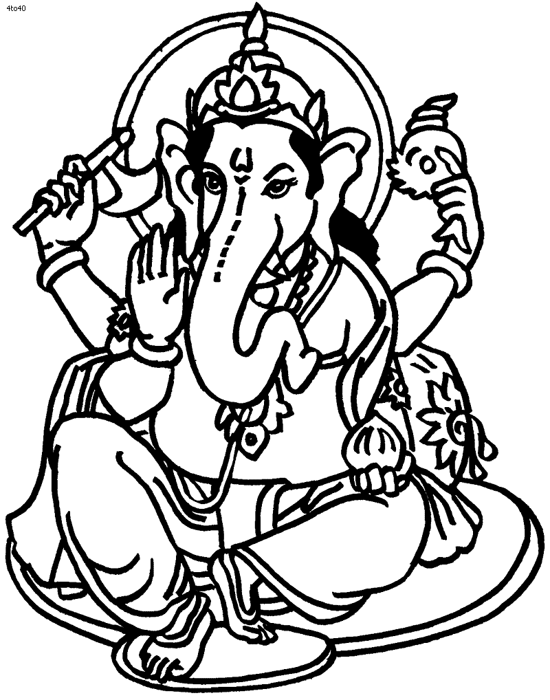 Dessin à colorier: Mythologie Hindou: Ganesh (Dieux et Déesses) #96860 - Coloriages à Imprimer Gratuits