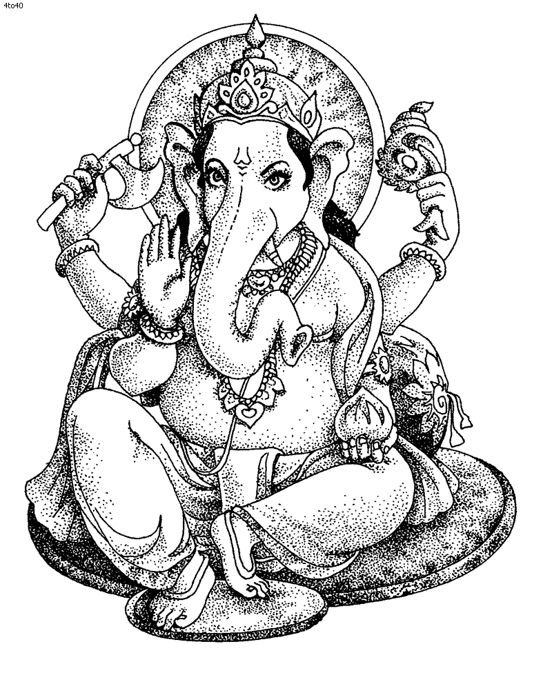 Dessin à colorier: Mythologie Hindou: Ganesh (Dieux et Déesses) #96864 - Coloriages à Imprimer Gratuits