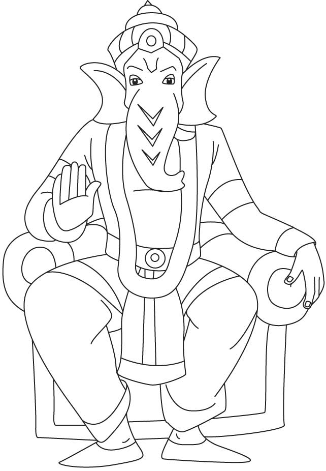 Dessin à colorier: Mythologie Hindou: Ganesh (Dieux et Déesses) #96868 - Coloriages à Imprimer Gratuits