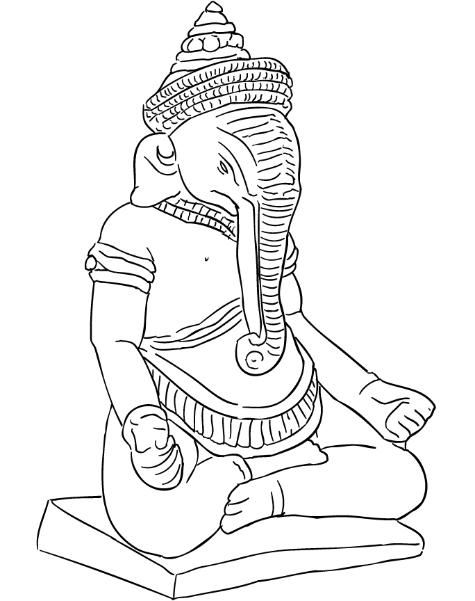 Dessin à colorier: Mythologie Hindou: Ganesh (Dieux et Déesses) #96879 - Coloriages à Imprimer Gratuits