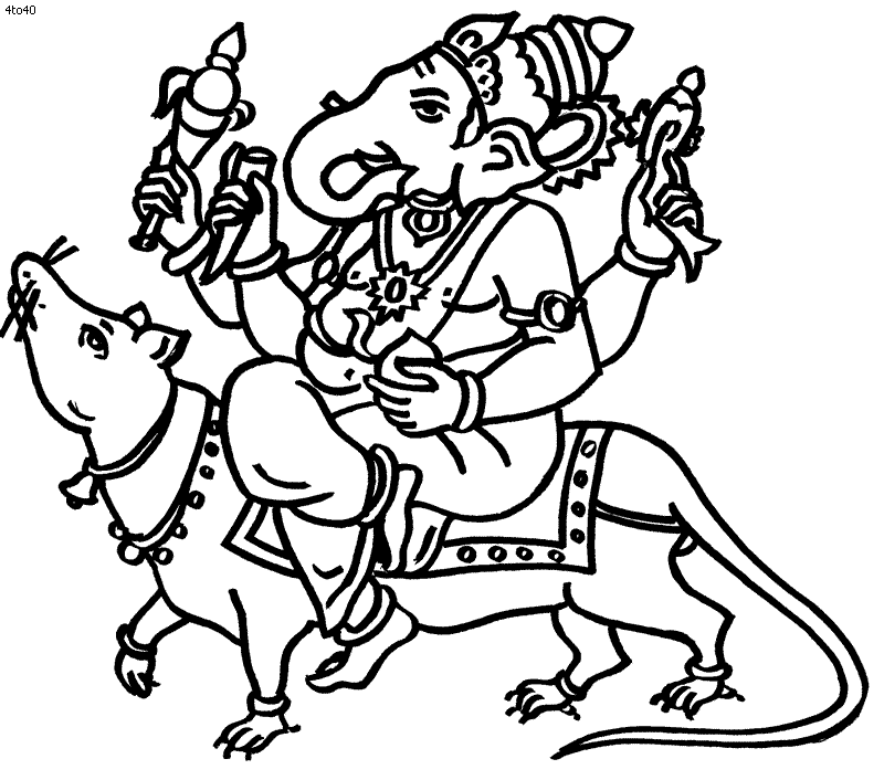 Dessin à colorier: Mythologie Hindou: Ganesh (Dieux et Déesses) #96884 - Coloriages à Imprimer Gratuits