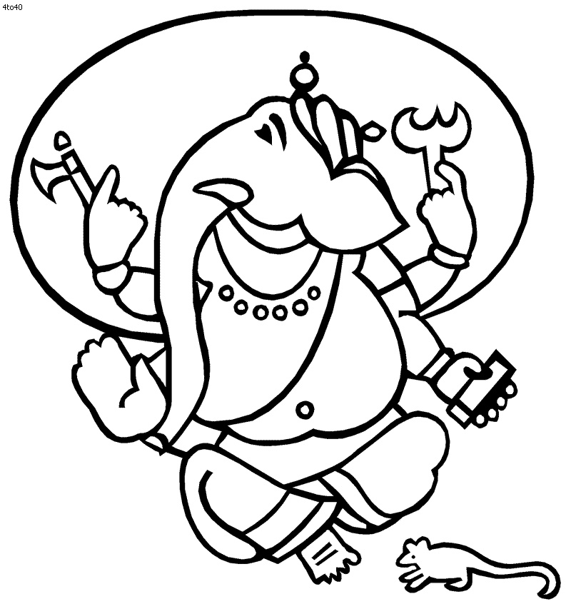 Dessin à colorier: Mythologie Hindou: Ganesh (Dieux et Déesses) #96886 - Coloriages à Imprimer Gratuits