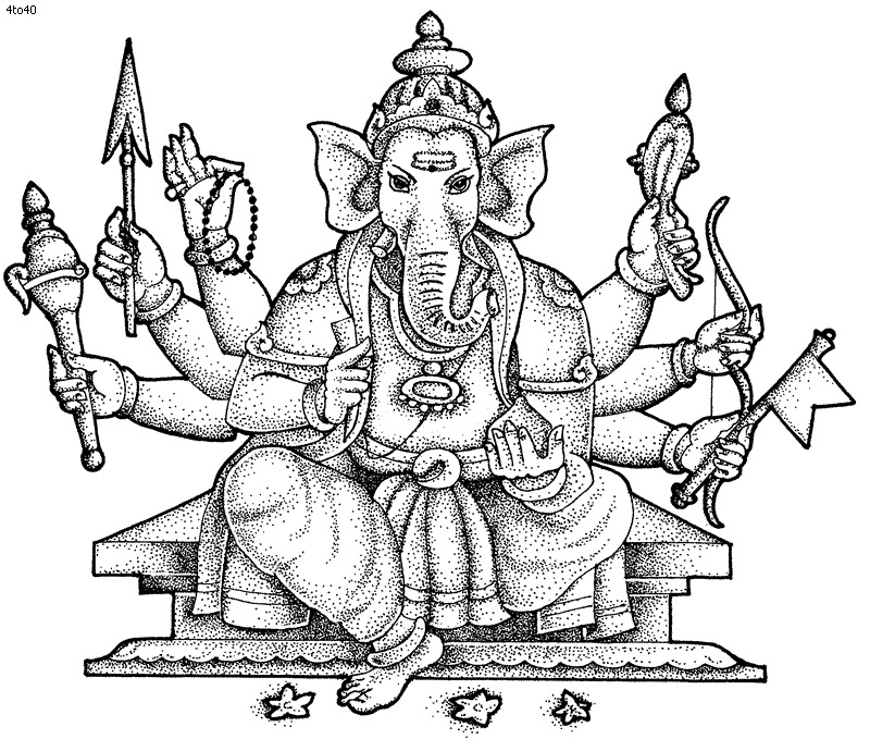 Dessin à colorier: Mythologie Hindou: Ganesh (Dieux et Déesses) #96894 - Coloriages à Imprimer Gratuits