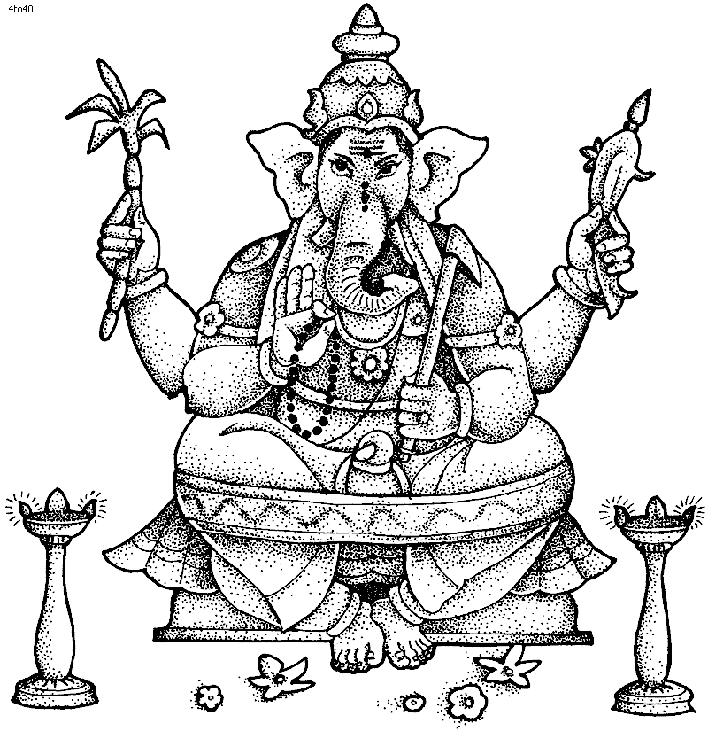 Dessin à colorier: Mythologie Hindou: Ganesh (Dieux et Déesses) #96914 - Coloriages à Imprimer Gratuits