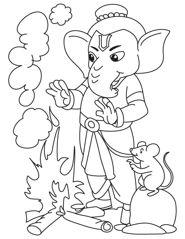 Dessin à colorier: Mythologie Hindou: Ganesh (Dieux et Déesses) #96929 - Coloriages à Imprimer Gratuits