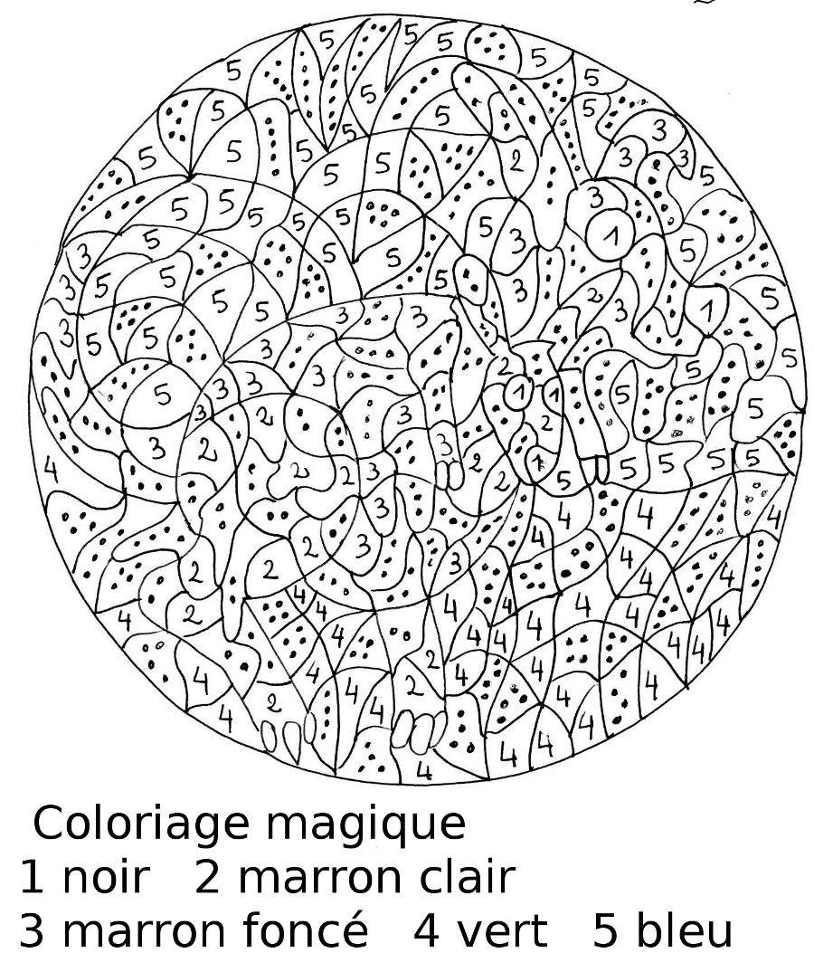 Coloriage à imprimer : Chiffres et formes - Coloriages magiques
