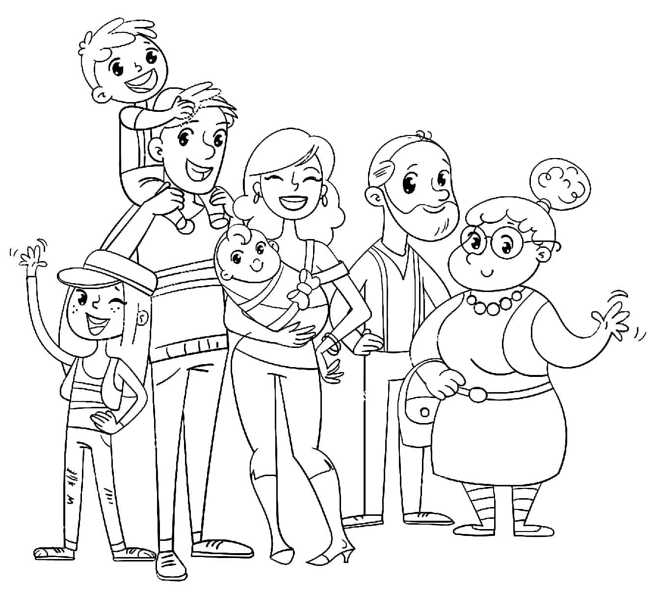 Joli coloriage Famille #189372 de la collection Famille et Amis, prêt à imprimer pour petits et grands