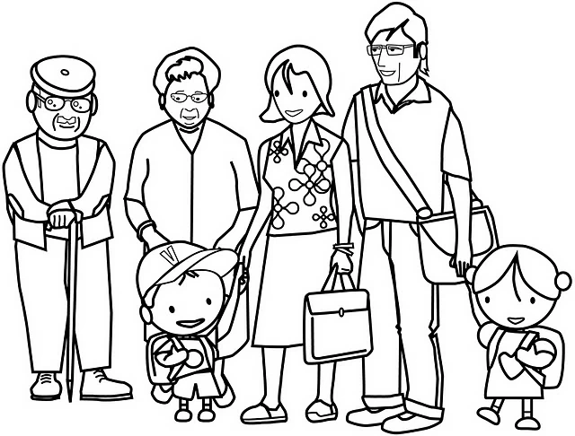 Dessin à colorier: Famille (Famille et Amis) #95285 - Coloriages à Imprimer Gratuits